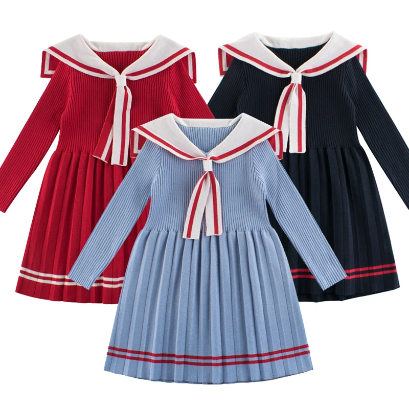 

Girls Sweaters Dress Children Knitwear Pullover Kids Outerwear Autumn Striped Winter Spring for 1-7 Years Winter Baby Clothes