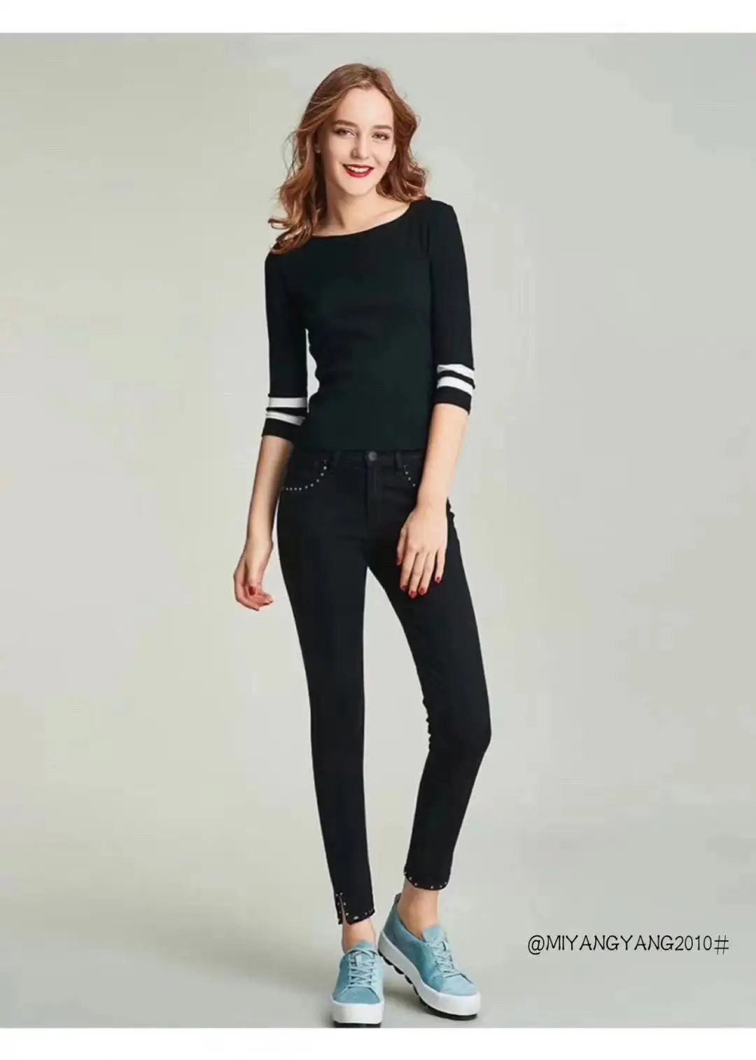 Женские узкие джинсы эластичные джинсовые брюки с пуговицами высокой талией