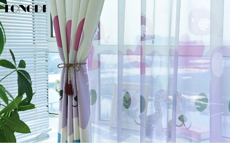 Светонепроницаемые занавески TONGDI с принтом милого мультяшного кота украшение в