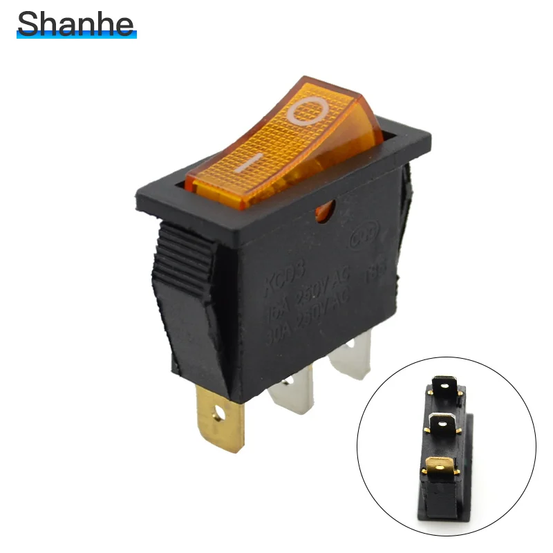 KCD3 3Pin лодка автомобиля кулисный переключатель 16A 250VAC 30A 250VAC - Цвет: Оранжевый