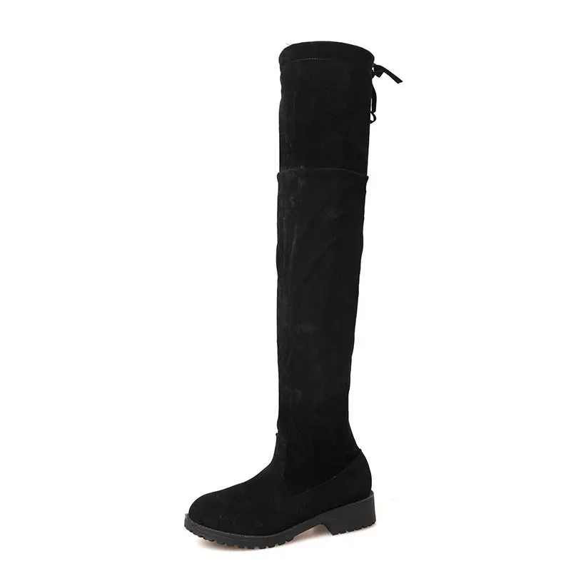 

2020 Hot Warm Fur Winter Boots Women Slim Stretch Platform Knee High Boots Ladies Long Boots Winter Shoes Over the Knee Boots