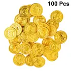 100 шт., золотые монеты пиратов, пластиковые сокровища в виде монет, игровой реквизит для денег, игровой набор