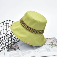 new spring autumn unisex cotton patchwork color embroidery double sided wear outing casual fisherman hat folding bucket hats
