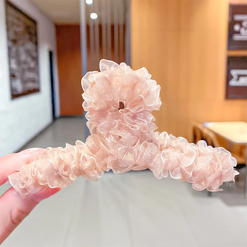 

2021 NEW Lace Claw Clip Large Barrette Crab Hairpins Hair Claws Bath Clip Ponytail Clip for Women Girls Fashion Hair Accessories