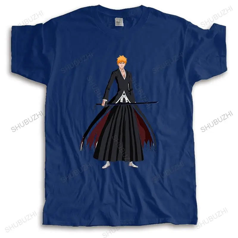 

new arrived streetwear t shirts Bleach Ichigo Kurosaki Swordsman Art Anime Manga funny high quality Short Sleeve euro size