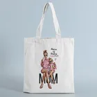 Большая женская сумка через плечо с принтом Mom life, женская пляжная сумка, Женская холщовая дорожная сумка-тоут