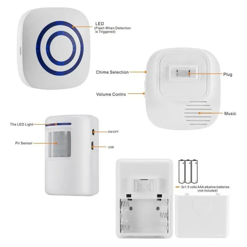 

Wireless Doorbell PIR Store Shop Welcome Motion Sensor Infrared Detector Induction Alarm Door Tools Doorbells Fast Droshipping