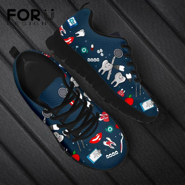 Женские кроссовки на плоской подошве FORUDESIGNS с мультяшным рисунком дантиста