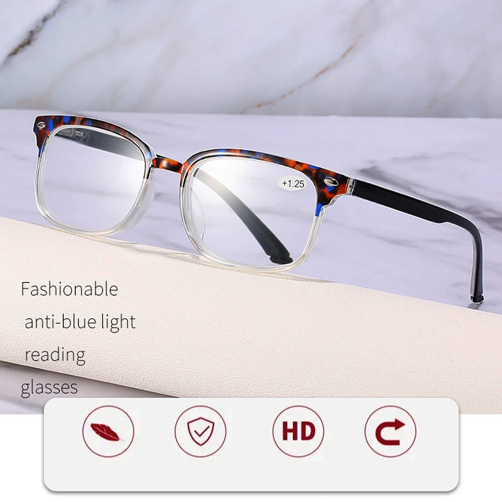 

CLARA VIDA 2Pcs!!!! Anti-fall Squared Ultralight Reading Glasses Gentemen Women Fashion +1.0 +1.5 +2.0 To +4.0