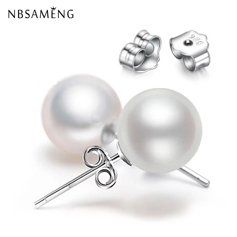Женские серьги гвоздики с жемчугом ювелирные изделия из серебра 925