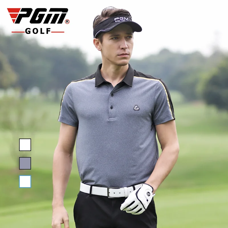 

PGM Men's Short Sleeve Golf T-Shirt Summer Striped Print Sport Tshirt Polo Shirt Quick Drying Golf Clothing Sportswear YF246