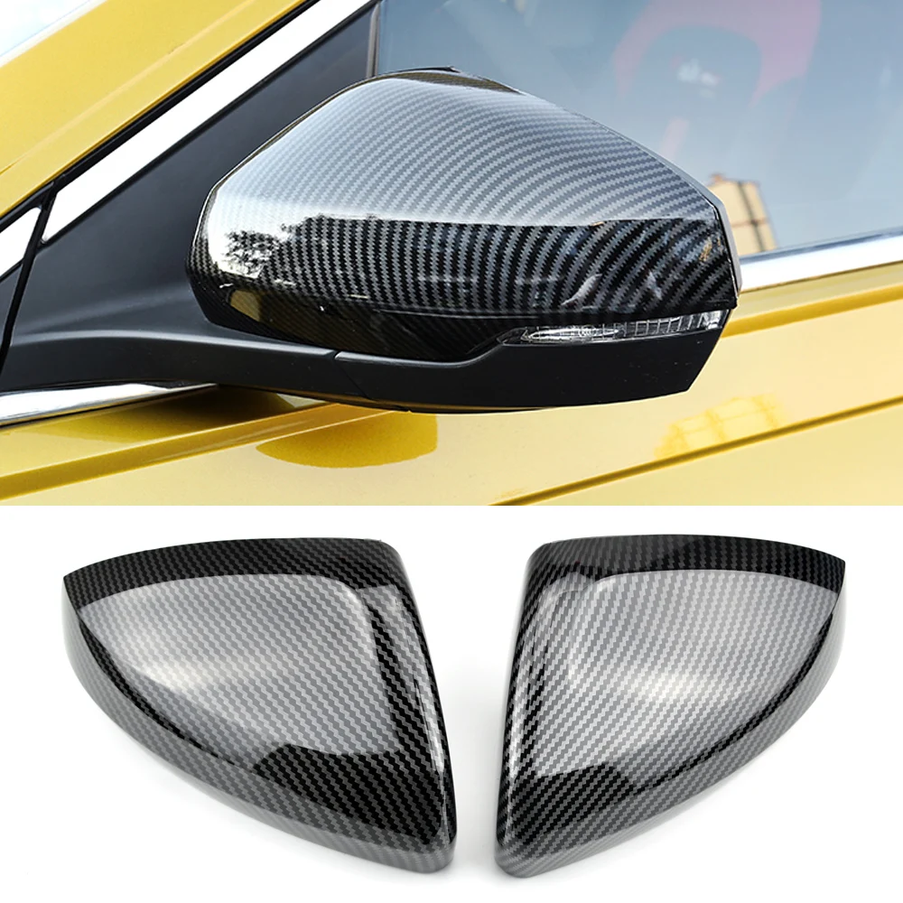 

For Volkswagen Vw Polo Plus 2019 Carbon Black Side Wing Rear View Mirror Cover Replacement Caps Shell