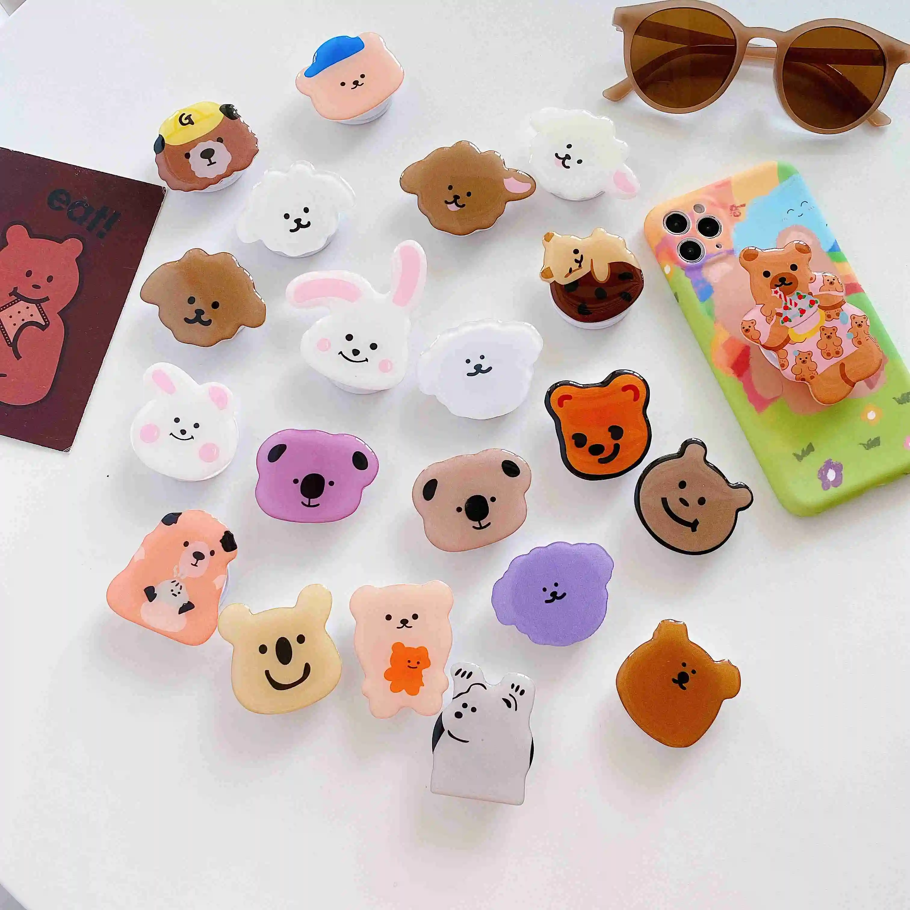 Милое кольцо с героями мультфильмов в Корейском стиле краски bear Finger держатель