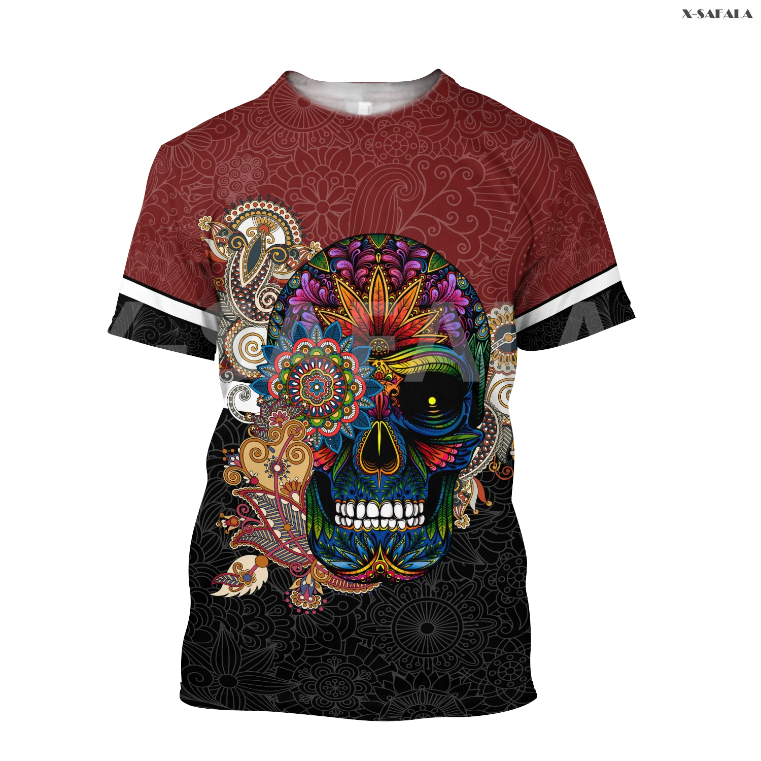 Летняя модная футболка с 3D рисунком черепа дракона лошади розы | Мужская одежда