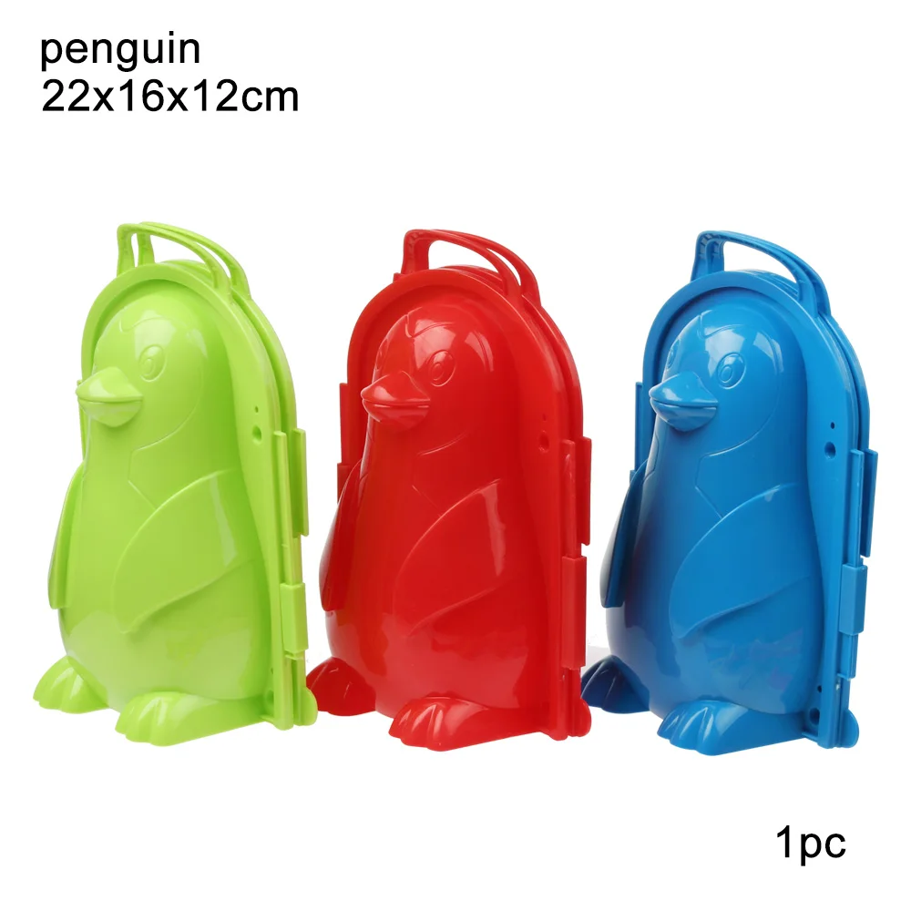 Random 1PC-penguin Зимняя утка в форме снеговика, снеговик, Снежная лопата, Детская уличная Песочная форма, спортивные игрушки, инструмент для лепки, случайный цвет - Цвет: Random 1PC-penguin