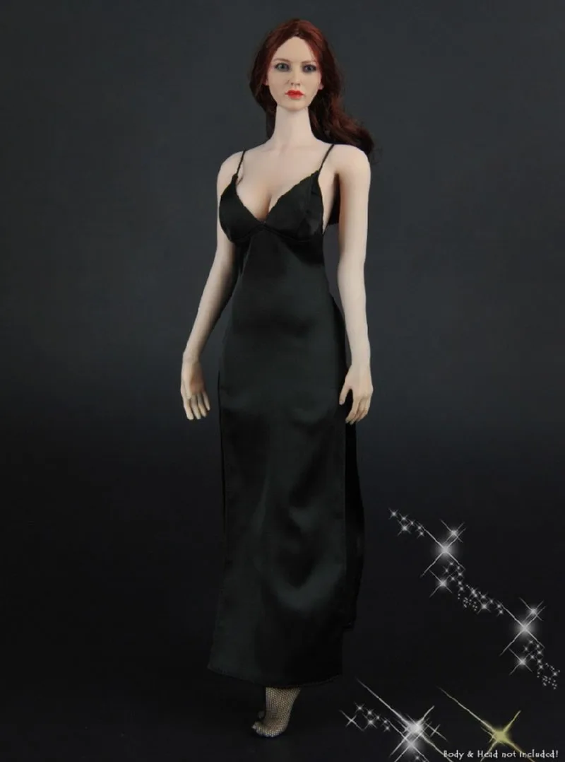 ZYTOYS-Disfraz de soldado femenino, Vestido largo de noche de 12 pulgadas, estilo Cheongsam, Sexy, color negro, ZY5025, 1/6-2