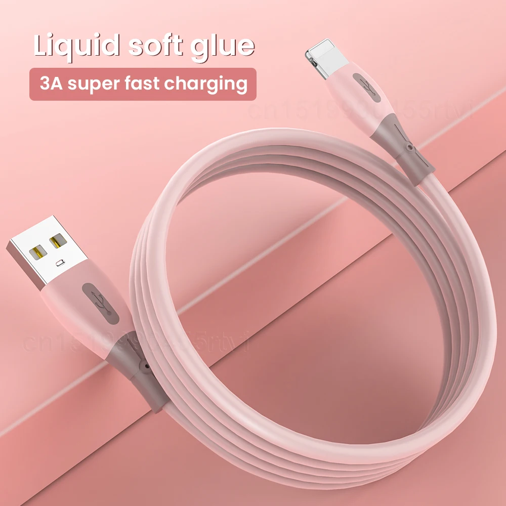 

Жидкий силиконовый 8Pin USB кабель для передачи данных для iPhone зарядное устройство Micro USB Type-C 3A шнур для быстрой зарядки для iPhone 13 12 11 Xiaomi Samsung