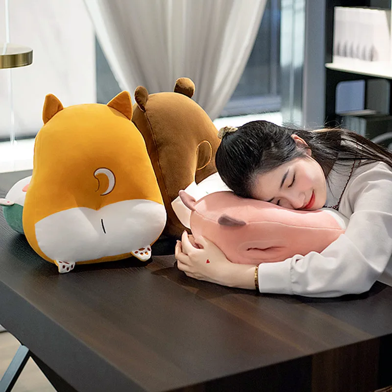 

38cm Corgi Butt Plush Dinosaur Bear Pig Shiba Inu Pillow Hip Hand Warmer Cartoon Animal Sofa Cushion Stuffed Dog Doll Kids Toys