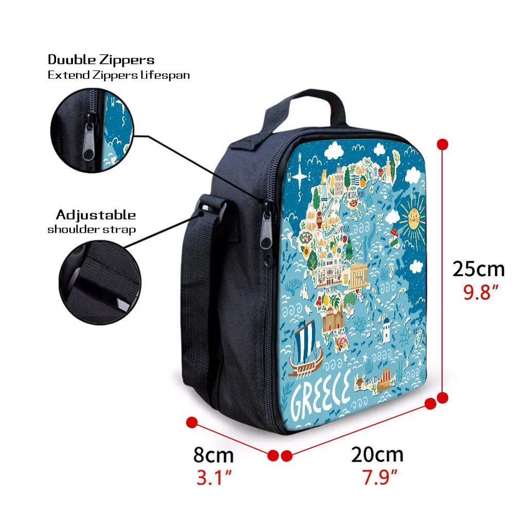 Новые сумки для обеда греческий остров карта мультяшный принт путешествий на