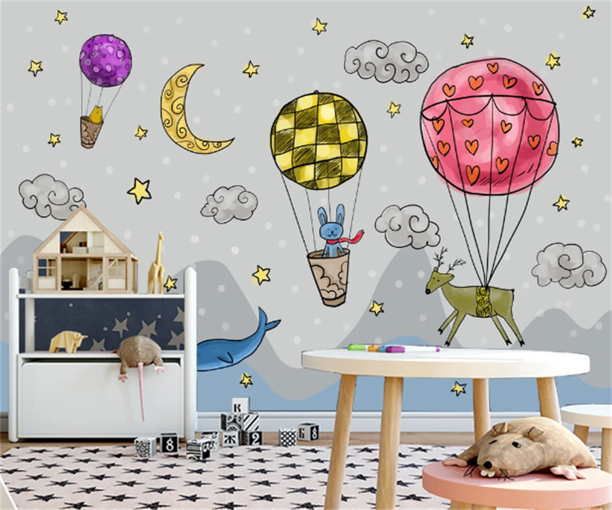 

Customize any size 3d wallpaper mural Nordic children's room childlike cute animal background wallpaper photo stickers papel
