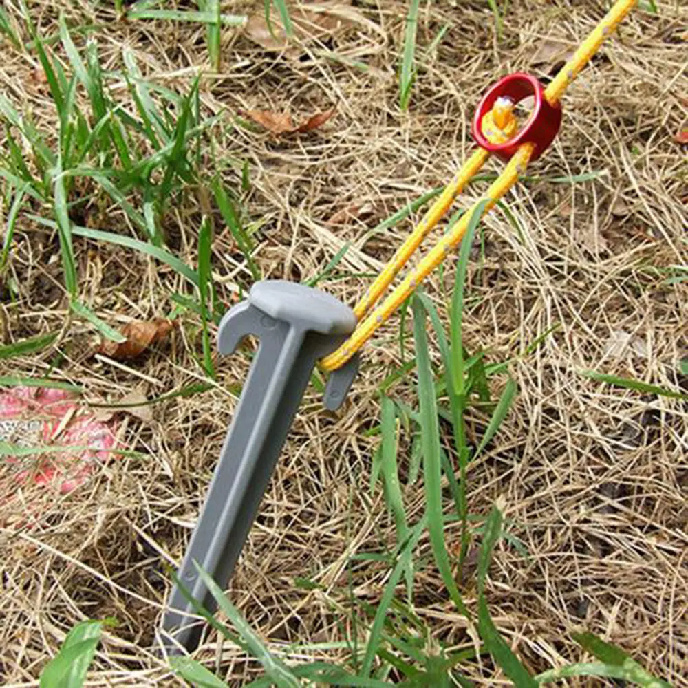 

10pcs Tent Peg T Shape High strength, nylon plastic nail Spike Windproof Outdoor Camping tent nail Accessories Tent stake