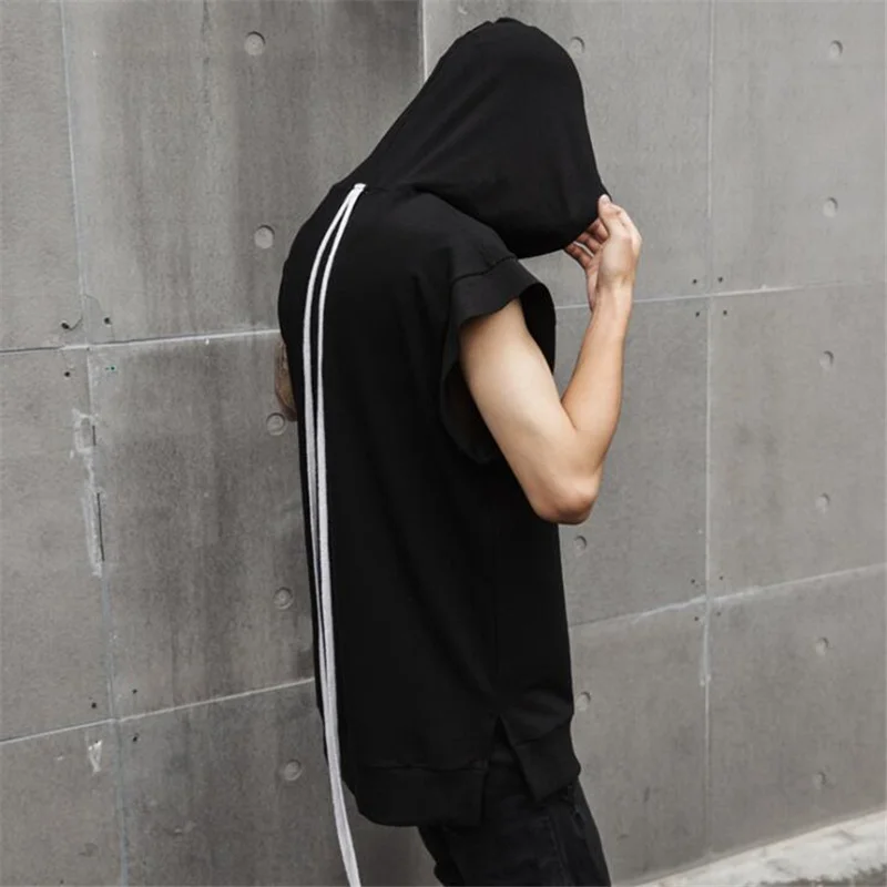 Мужская уличная куртка в стиле хип хоп жилет без рукавов с капюшоном панк рок