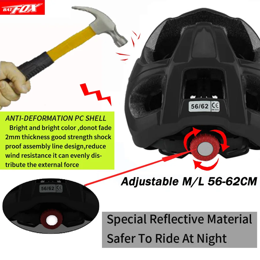 Шлем велосипедный BATFOX для мужчин и женщин ультралегкий шлем горного велосипеда с