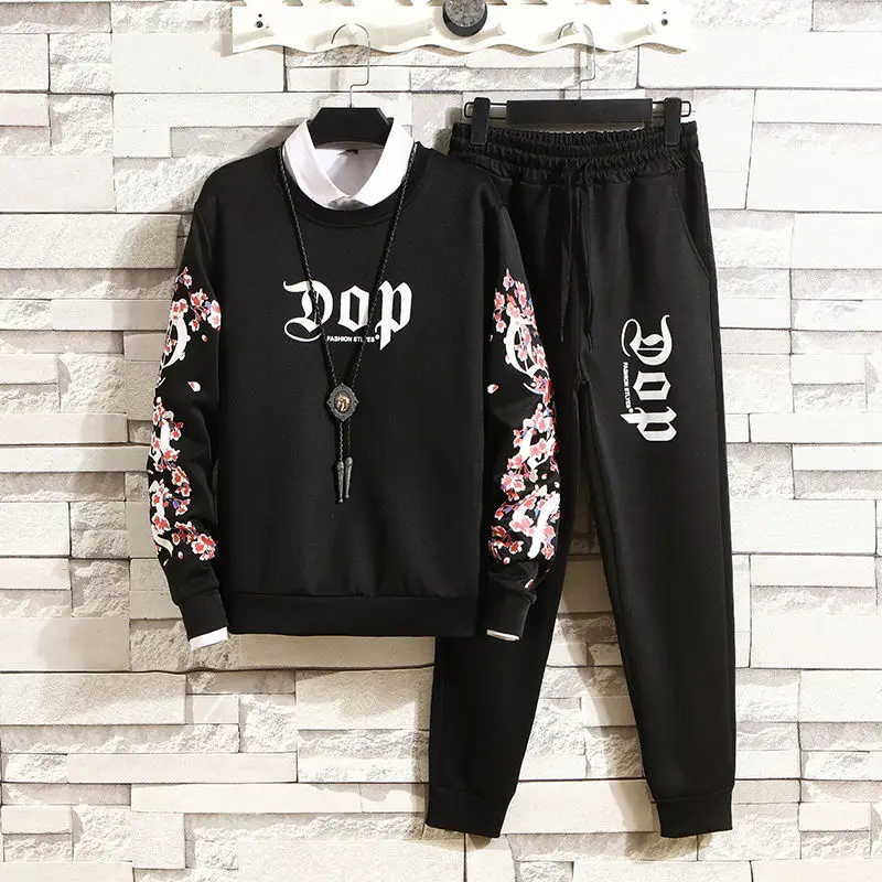 Мужской Бархатный спортивный костюм повседневный плотный из двух предметов с