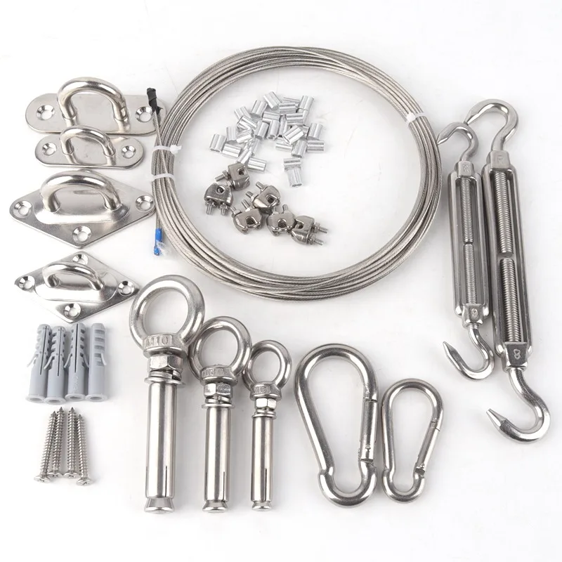 

SS304 Sunshade Net Tarpaulin Installation Fittings Fix Accessories Expansion Screws Stainless Steel Rope Tensioner Hooks