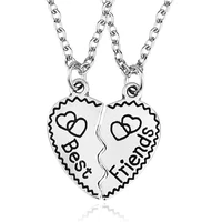 2 pcs best friends necklace jewelry broken love heart pendant necklaces lovers couples paired unisex necklace for men women gift