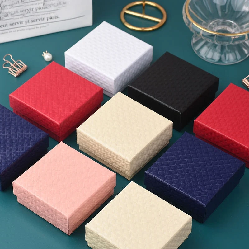 

Jewelry Organizer Storage Gift Box Pendant Necklace Earrings Ring Box Paper Display Packaging Container with Black Sponge