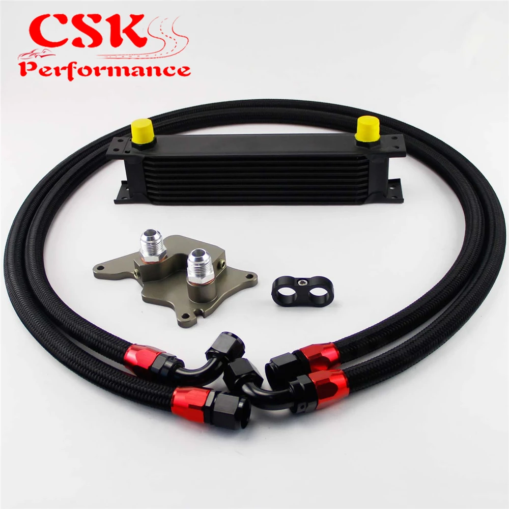 

9 Row 248mm AN10 British Oil Cooler Kit Fits For BMW Mini Cooper R56 Supercharger Black