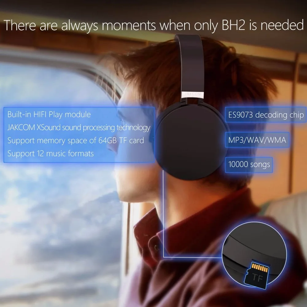2020 newBH2 Wireless Bluetooth 4.1 Headphones wireless headset with Mic FM Support TF card for Iphone Samsung Xiaomi cell phones
