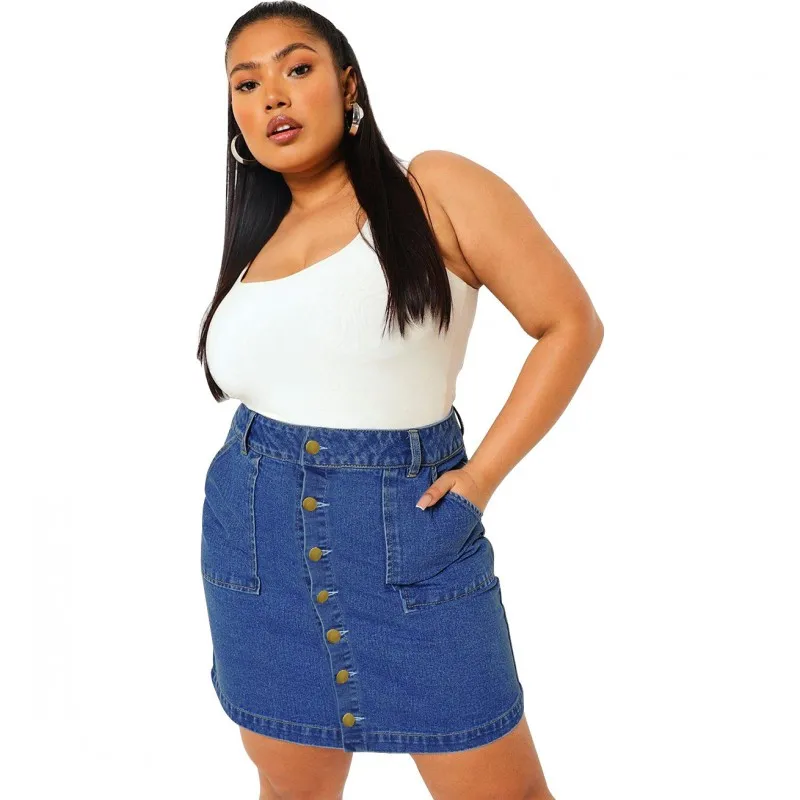 

Модная Джинсовая юбка, женская летняя новая стильная юбка, прямая синяя мини-юбка, однобортная пикантная короткая юбка, 2022