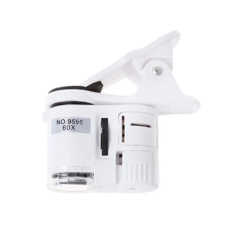 

60X Универсальный цифровой микроскоп для телефона светодиодный Лупа ювелирное украшение в виде лупы, объектив с зумом мобильный телефон, зажим для камеры, оптический инструмент