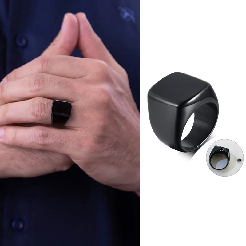 Кремационное кольцо черные урны перстень кольца пепел держатель с урной для