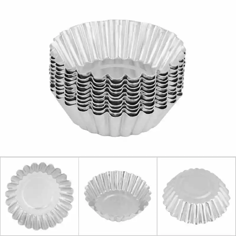 

10Pcs Aluminum Alloy Egg Tart Mold Baking Tools 70mm Bakeware Mould Kitchen Pastry Tools mold Baking Accessories Pastry Tools