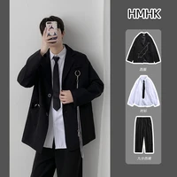 mens suits oversized single breasted blazers jacket trousers with shirt 3pcs men