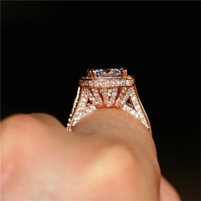 Роскошные ювелирные изделия 925 серебро и розовое золото обручальные кольца для