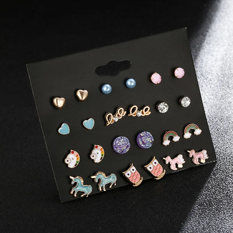 Мода оптовая продажа 12 пар носочков на серьги-гвоздики комплект модный эмалевый