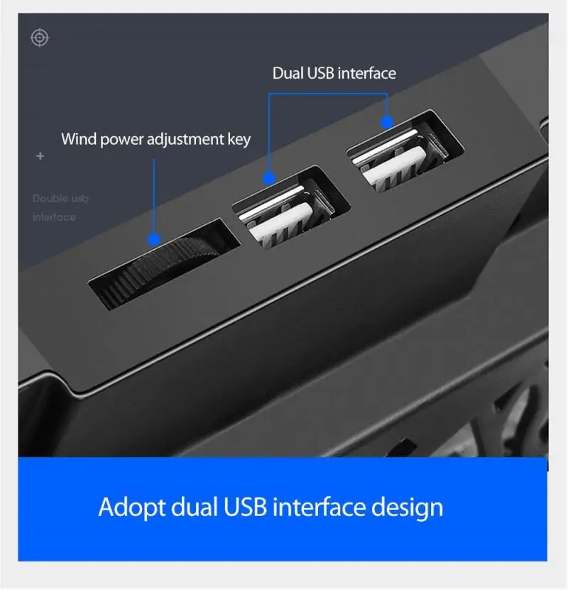 

Silver/Black Portable Adjustable Laptop Cooler Stand Dual Cooling Fan Laptop Cooling Pad Holder Five-speed Adjustment Bracket
