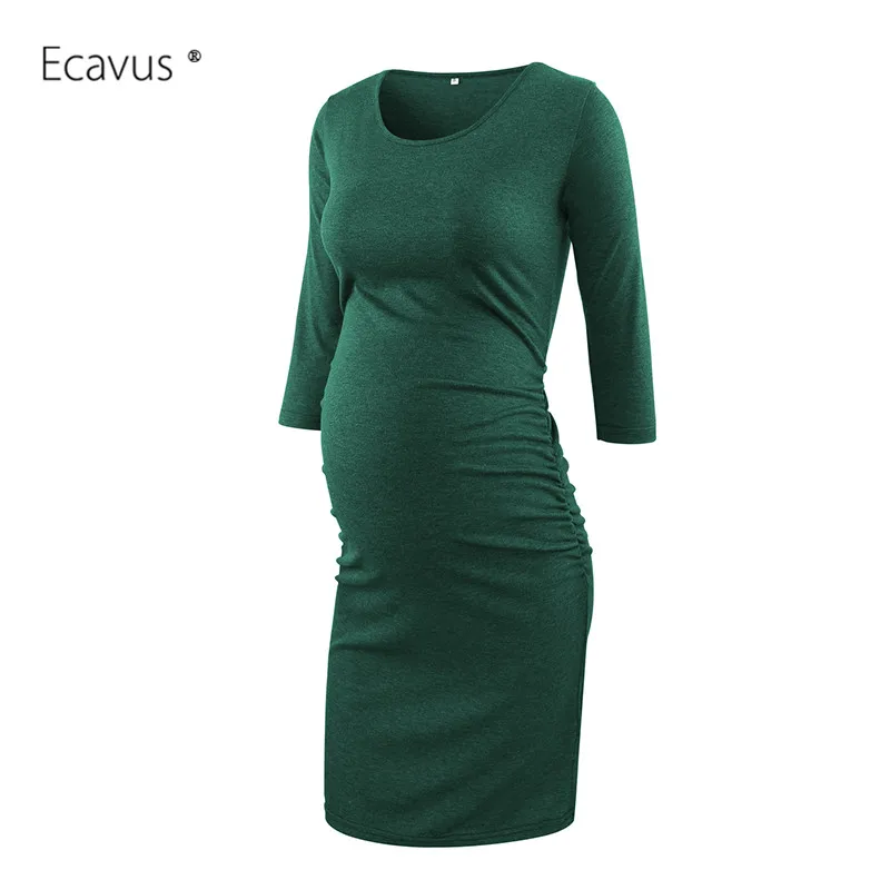 

Женское платье для беременных с рукавом 3/4, платье с рюшами сбоку для беременных, милое розовое повседневное удобное платье для будущих мам