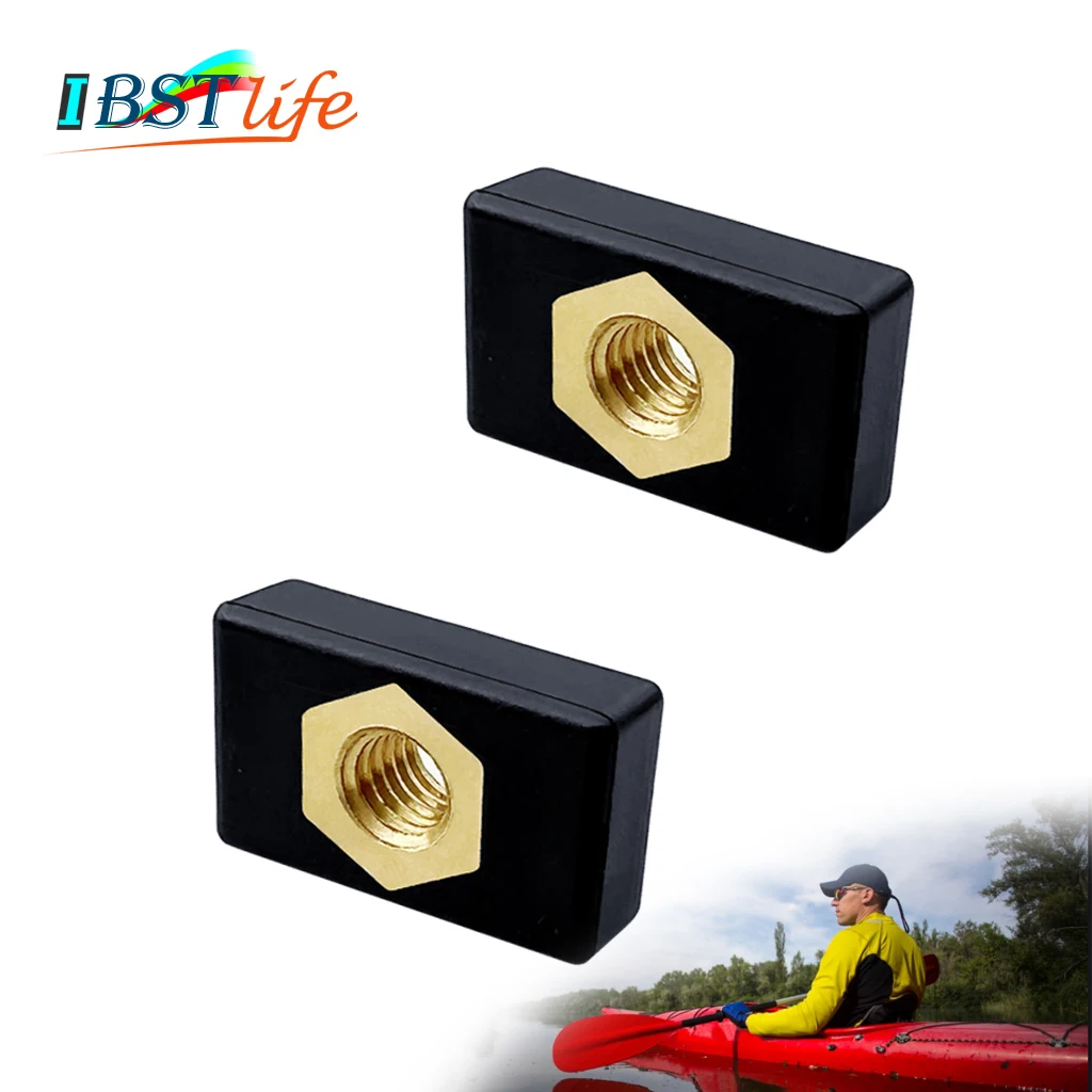 

2X M6 Copper Sliding Nut Side Mount Slide Track Rail Silders Fishing Rod Pole Holder Mounting Base Nutsert For Kayak Boat Canoe