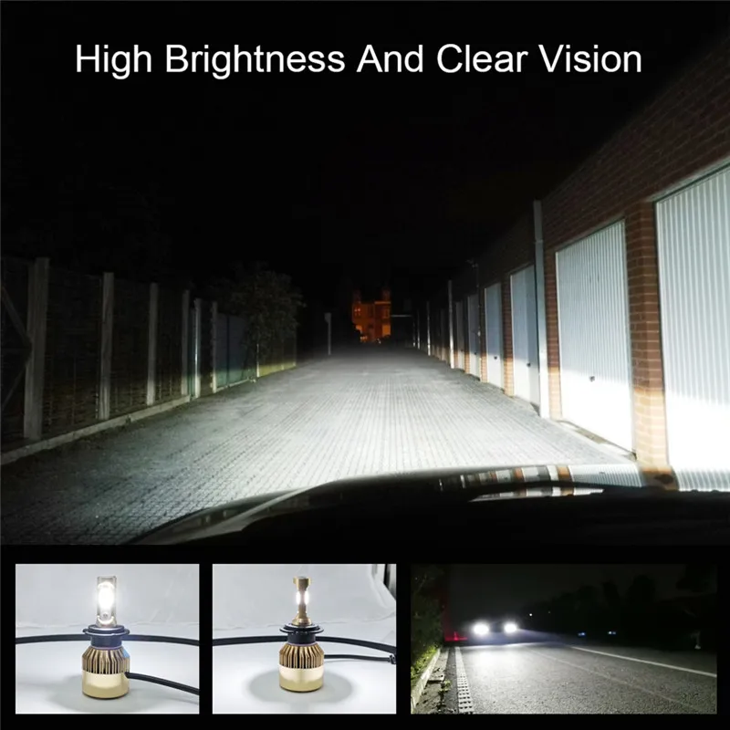 2Pcs H4/H7/H11/H1/9005/9006 72W 16000LM Super Bright COB LED Headlight Canbus Car Auto Hi/Lo Beam Bulbs 6000K White Styling | Автомобили и