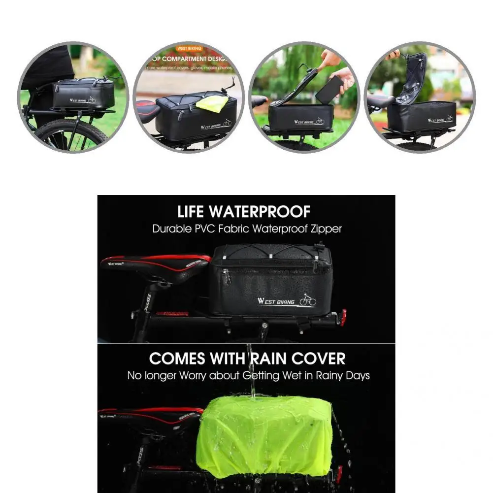 

Прочная стойка на молнии для велосипедного рюкзака, регулируемая сумка на заднее сиденье велосипеда, износостойкая, для улицы