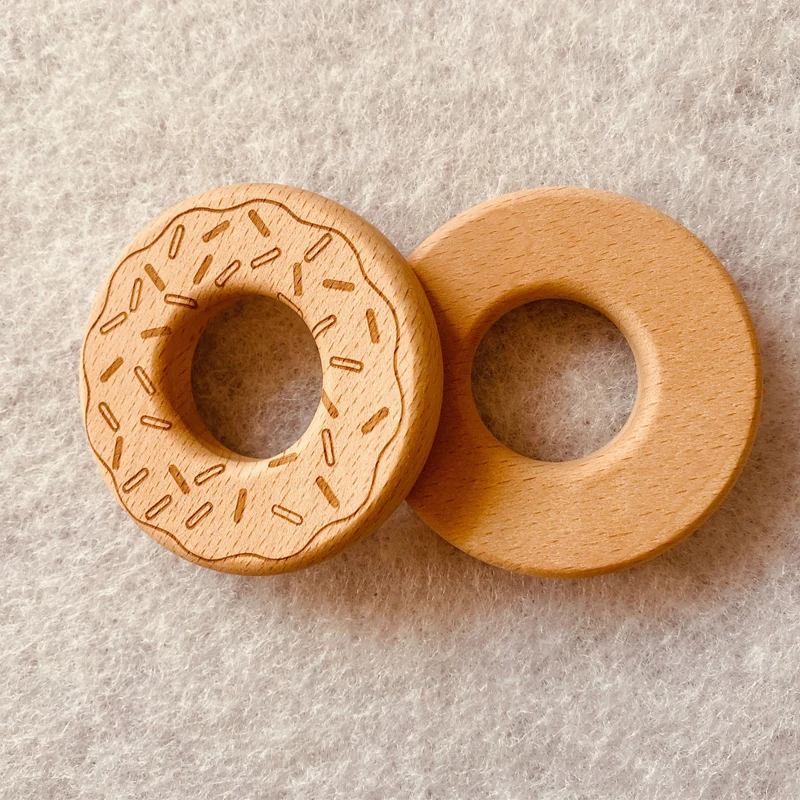 Juguete de donut Molar para beb&eacute;, anillo Molar de madera de haya de grado alimenticio, juguete para ni&ntilde;os, 10 piezas-2