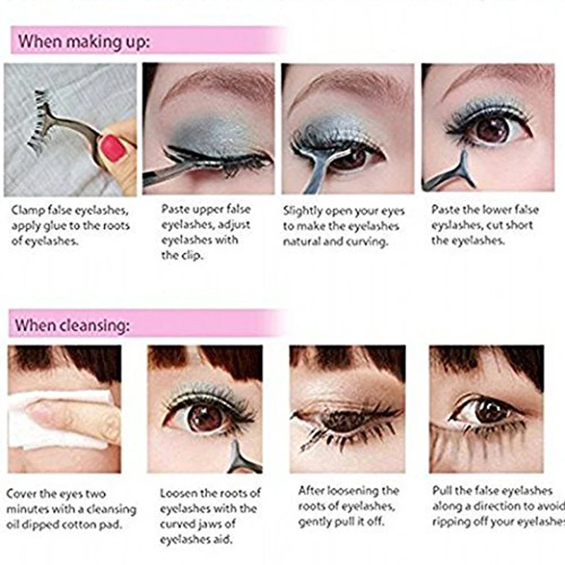 

False Eyelash Tweezers Stainless Gold Rose Gold Fake Eye Lash Extension Multi Color Applicator Clamp