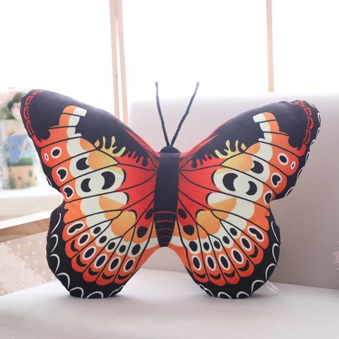 Красочная плюшевая подушка в виде бабочки, Мягкая Реалистичная декоративная подушка для дивана в виде бабочки