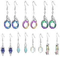 2021 bohemian temperament water drop pendant earrings colorful circle geometric pendant stud earrings fashion jewelry for women