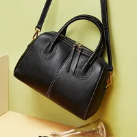 100% Real Fashion Pillow Boston Women's Handbag Genuine Leather Bag Ladies Casual Shoulder Hand Bags For Women Black Green Brown